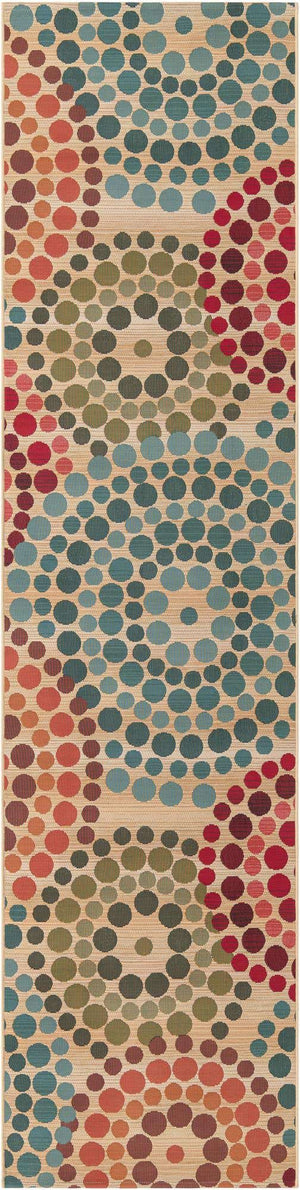 Beige 2' 7 x 11' Outdoor Modern Runner Area Rug Weather Resistant for Patio, Deck, Terrace, Balcony, Porch 100% Polypropylene Modern Outside Carpet for Sale at Rug Engine