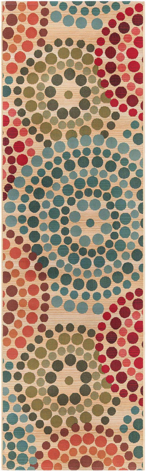 Beige 2' 7 x 9' Outdoor Modern Runner Area Rug Weather Resistant for Patio, Deck, Terrace, Balcony, Porch 100% Polypropylene Modern Outside Carpet for Sale at Rug Engine