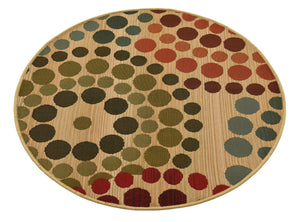 Beige 2' 7 x 2' 7 Outdoor Modern Round Area Rug Weather Resistant for Patio, Deck, Terrace, Balcony, Porch 100% Polypropylene Modern Outside Carpet for Sale at Rug Engine