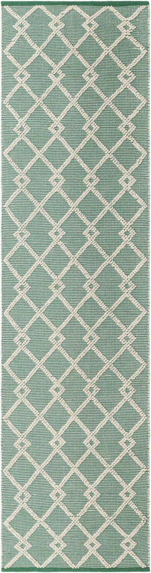 Mint Green 2' 7 x 10' Jill Zarin Dorset Runner Area Rug Premium Wool & Cotton Blend All Natural Pile Carpet for Bedrooms, Offices, Living Rooms, Dorms for Sale at Rug Engine