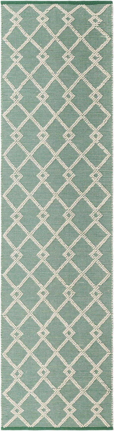 Mint Green 2' 7 x 10' Jill Zarin Dorset Runner Area Rug Premium Wool & Cotton Blend All Natural Pile Carpet for Bedrooms, Offices, Living Rooms, Dorms for Sale at Rug Engine