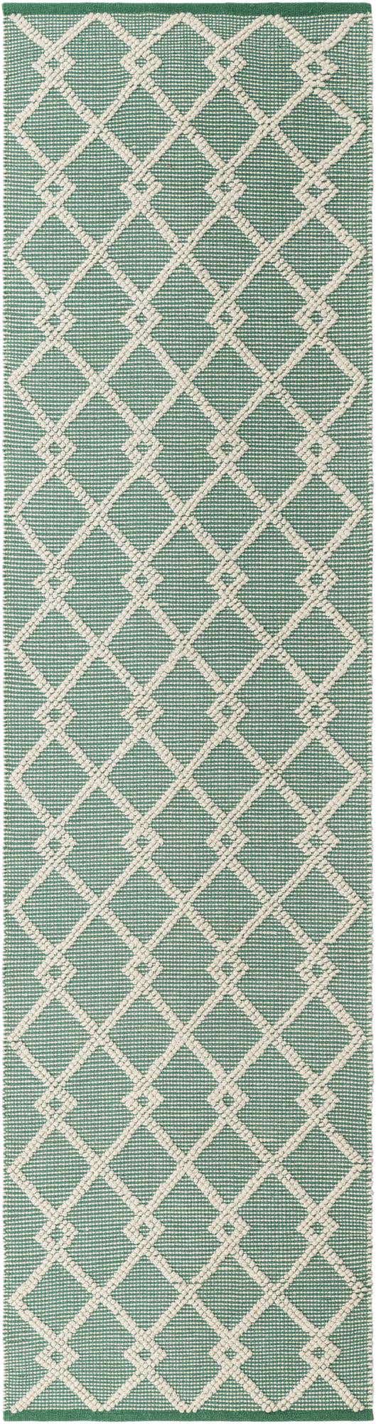 Mint Green 2' 7 x 10' Jill Zarin Dorset Runner Area Rug Premium Wool & Cotton Blend All Natural Pile Carpet for Bedrooms, Offices, Living Rooms, Dorms for Sale at Rug Engine