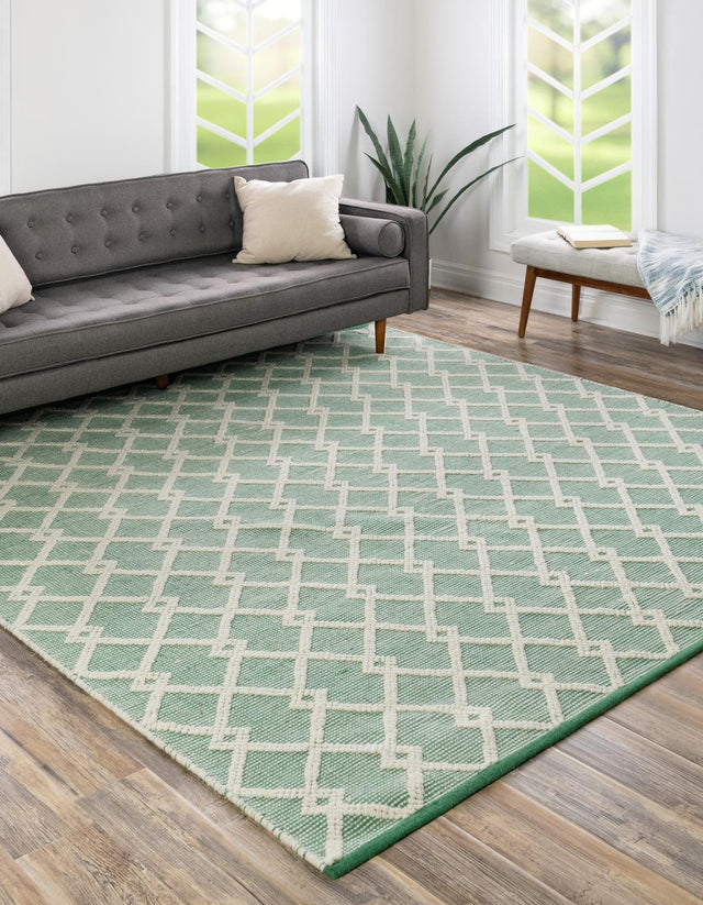 Mint Green 10' x 10' Jill Zarin Dorset Square Area Rug Premium Wool & Cotton Blend All Natural Pile Carpet for Bedrooms, Offices, Living Rooms, Dorms for Sale at Rug Engine
