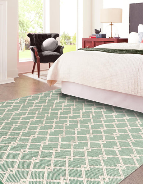 Mint Green 10' x 10' Jill Zarin Dorset Square Area Rug Premium Wool & Cotton Blend All Natural Pile Carpet for Bedrooms, Offices, Living Rooms, Dorms for Sale at Rug Engine