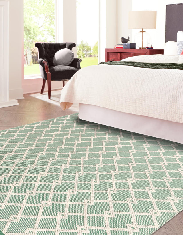 Mint Green 10' x 10' Jill Zarin Dorset Square Area Rug Premium Wool & Cotton Blend All Natural Pile Carpet for Bedrooms, Offices, Living Rooms, Dorms for Sale at Rug Engine