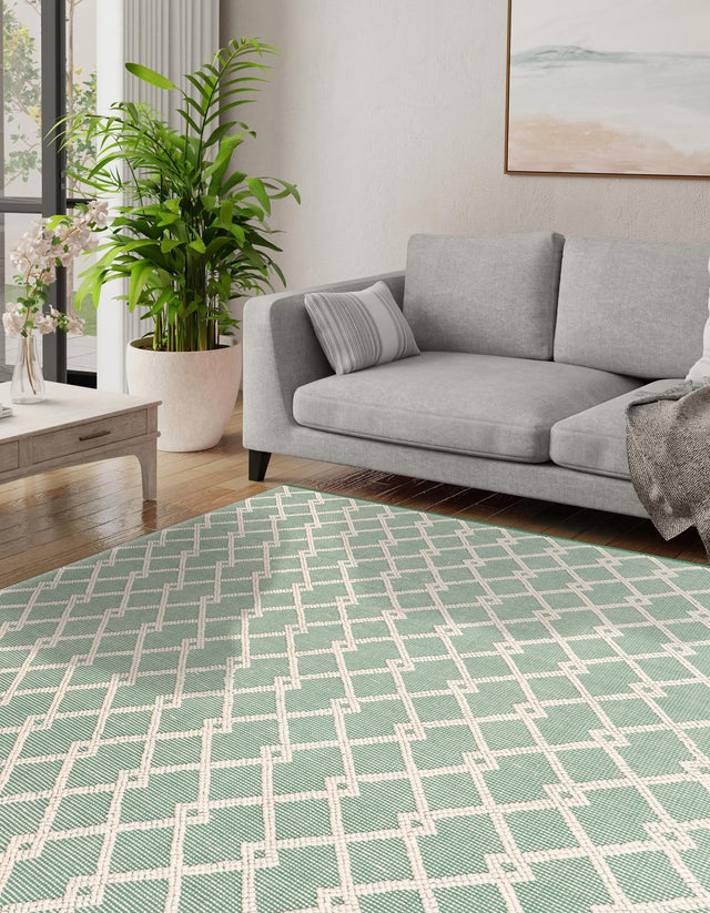 Mint Green 10' x 10' Jill Zarin Dorset Square Area Rug Premium Wool & Cotton Blend All Natural Pile Carpet for Bedrooms, Offices, Living Rooms, Dorms for Sale at Rug Engine