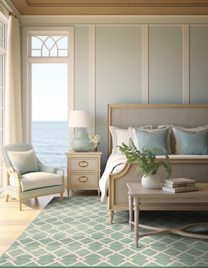 Mint Green 10' x 10' Jill Zarin Dorset Square Area Rug Premium Wool & Cotton Blend All Natural Pile Carpet for Bedrooms, Offices, Living Rooms, Dorms for Sale at Rug Engine