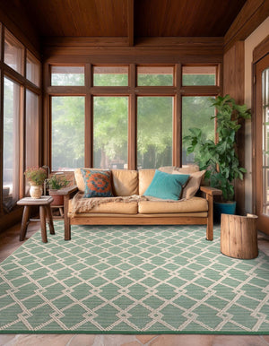 Mint Green 10' x 10' Jill Zarin Dorset Square Area Rug Premium Wool & Cotton Blend All Natural Pile Carpet for Bedrooms, Offices, Living Rooms, Dorms for Sale at Rug Engine