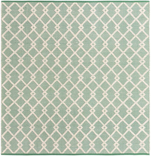Mint Green 10' x 10' Jill Zarin Dorset Square Area Rug Premium Wool & Cotton Blend All Natural Pile Carpet for Bedrooms, Offices, Living Rooms, Dorms for Sale at Rug Engine