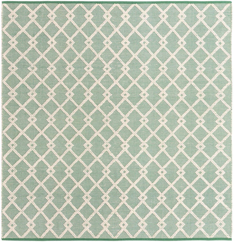 Mint Green 10' x 10' Jill Zarin Dorset Square Area Rug Premium Wool & Cotton Blend All Natural Pile Carpet for Bedrooms, Offices, Living Rooms, Dorms for Sale at Rug Engine