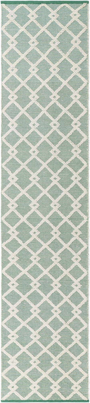 Mint Green 2' 7 x 12' Jill Zarin Dorset Runner Area Rug Premium Wool & Cotton Blend All Natural Pile Carpet for Bedrooms, Offices, Living Rooms, Dorms for Sale at Rug Engine