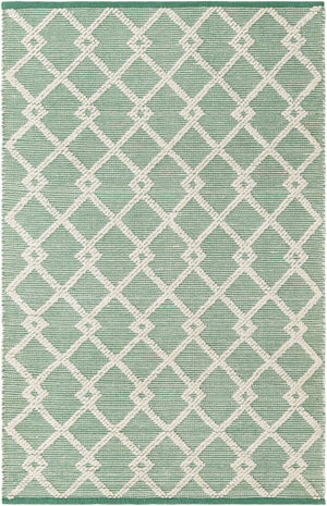 Mint Green 4' 1 x 6' 1 Jill Zarin Dorset Rectangle Area Rug Premium Wool & Cotton Blend All Natural Pile Carpet for Bedrooms, Offices, Living Rooms, Dorms for Sale at Rug Engine