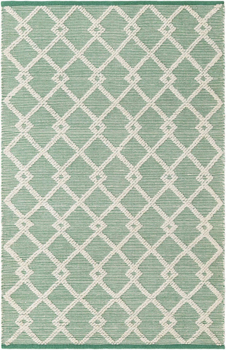 Mint Green 4' 1 x 6' 1 Jill Zarin Dorset Rectangle Area Rug Premium Wool & Cotton Blend All Natural Pile Carpet for Bedrooms, Offices, Living Rooms, Dorms for Sale at Rug Engine