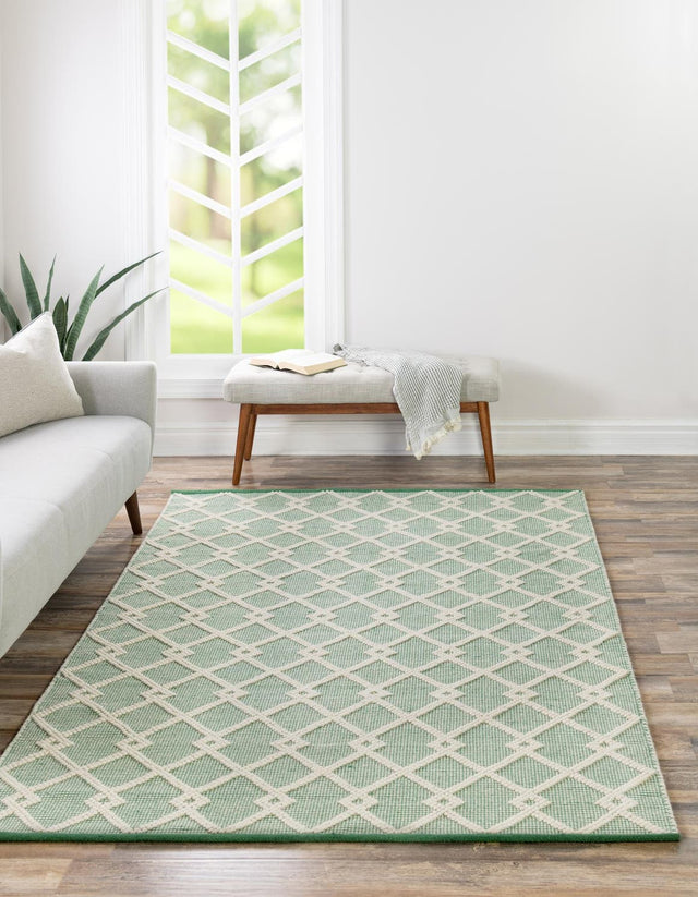 Mint Green 6' 1 x 9' Jill Zarin Dorset Rectangle Area Rug Premium Wool & Cotton Blend All Natural Pile Carpet for Bedrooms, Offices, Living Rooms, Dorms for Sale at Rug Engine