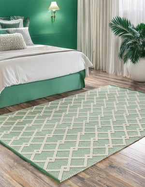 Mint Green 6' 1 x 9' Jill Zarin Dorset Rectangle Area Rug Premium Wool & Cotton Blend All Natural Pile Carpet for Bedrooms, Offices, Living Rooms, Dorms for Sale at Rug Engine