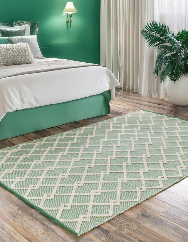 Mint Green 6' 1 x 9' Jill Zarin Dorset Rectangle Area Rug Premium Wool & Cotton Blend All Natural Pile Carpet for Bedrooms, Offices, Living Rooms, Dorms for Sale at Rug Engine