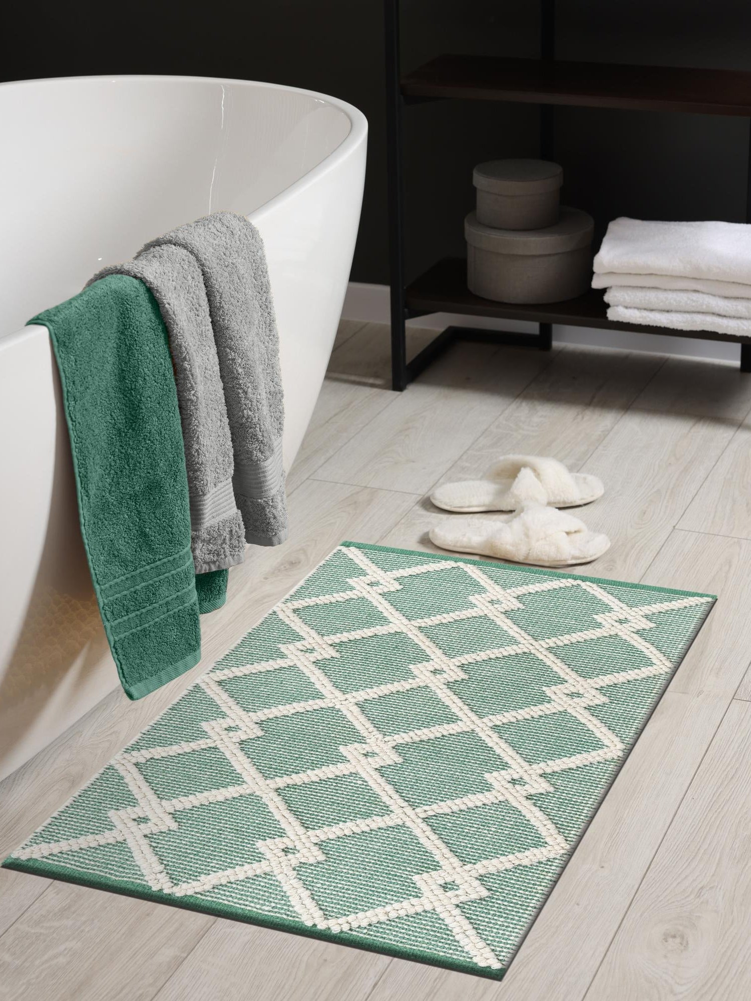 Mint Green 6' 1 x 9' Jill Zarin Dorset Rectangle Area Rug Premium Wool & Cotton Blend All Natural Pile Carpet for Bedrooms, Offices, Living Rooms, Dorms for Sale at Rug Engine
