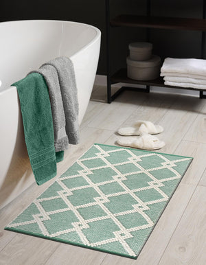 Mint Green 6' 1 x 9' Jill Zarin Dorset Rectangle Area Rug Premium Wool & Cotton Blend All Natural Pile Carpet for Bedrooms, Offices, Living Rooms, Dorms for Sale at Rug Engine