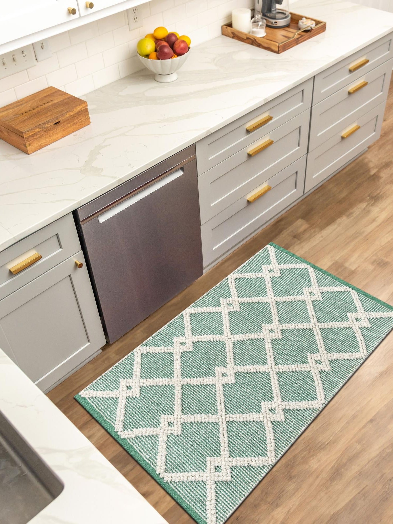 Mint Green 6' 1 x 9' Jill Zarin Dorset Rectangle Area Rug Premium Wool & Cotton Blend All Natural Pile Carpet for Bedrooms, Offices, Living Rooms, Dorms for Sale at Rug Engine