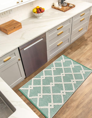 Mint Green 6' 1 x 9' Jill Zarin Dorset Rectangle Area Rug Premium Wool & Cotton Blend All Natural Pile Carpet for Bedrooms, Offices, Living Rooms, Dorms for Sale at Rug Engine