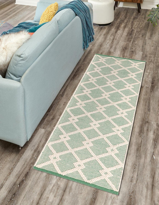 Mint Green 2' x 6' 1 Jill Zarin Dorset Runner Area Rug Premium Wool & Cotton Blend All Natural Pile Carpet for Bedrooms, Offices, Living Rooms, Dorms for Sale at Rug Engine