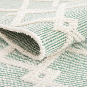 Mint Green 2' x 6' 1 Jill Zarin Dorset Runner Area Rug Premium Wool & Cotton Blend All Natural Pile Carpet for Bedrooms, Offices, Living Rooms, Dorms for Sale at Rug Engine