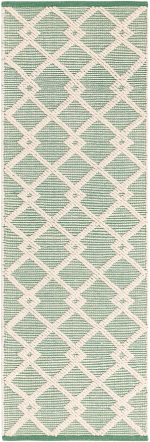 Mint Green 2' x 6' 1 Jill Zarin Dorset Runner Area Rug Premium Wool & Cotton Blend All Natural Pile Carpet for Bedrooms, Offices, Living Rooms, Dorms for Sale at Rug Engine
