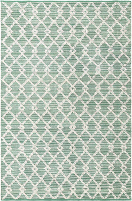 Mint Green 6' 1 x 9' Jill Zarin Dorset Rectangle Area Rug Premium Wool & Cotton Blend All Natural Pile Carpet for Bedrooms, Offices, Living Rooms, Dorms for Sale at Rug Engine