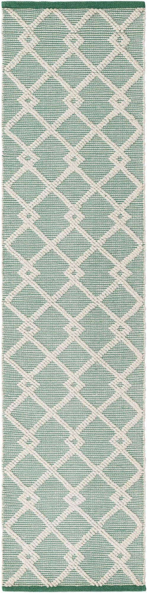 Mint Green 2' x 8' Jill Zarin Dorset Runner Area Rug Premium Wool & Cotton Blend All Natural Pile Carpet for Bedrooms, Offices, Living Rooms, Dorms for Sale at Rug Engine