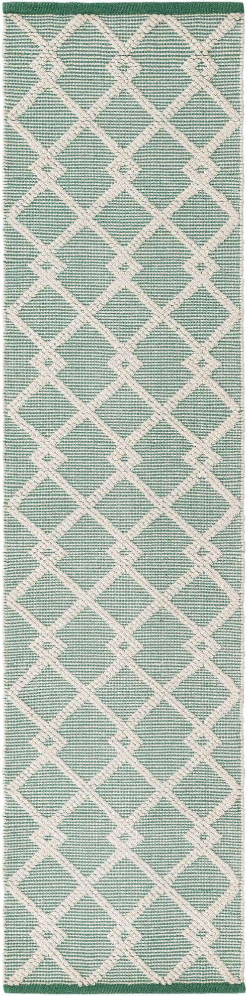 Mint Green 2' x 8' Jill Zarin Dorset Runner Area Rug Premium Wool & Cotton Blend All Natural Pile Carpet for Bedrooms, Offices, Living Rooms, Dorms for Sale at Rug Engine