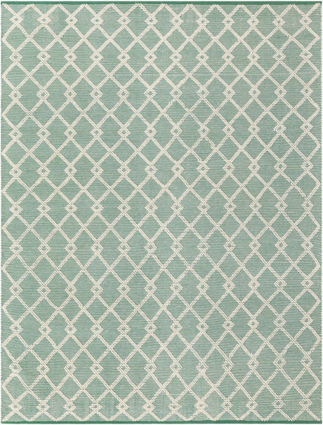 Mint Green 7' 10 x 10' Jill Zarin Dorset Rectangle Area Rug Premium Wool & Cotton Blend All Natural Pile Carpet for Bedrooms, Offices, Living Rooms, Dorms for Sale at Rug Engine