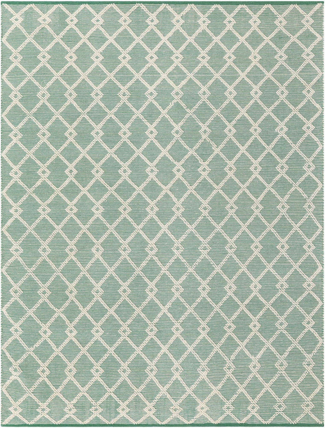 Mint Green 7' 10 x 10' Jill Zarin Dorset Rectangle Area Rug Premium Wool & Cotton Blend All Natural Pile Carpet for Bedrooms, Offices, Living Rooms, Dorms for Sale at Rug Engine