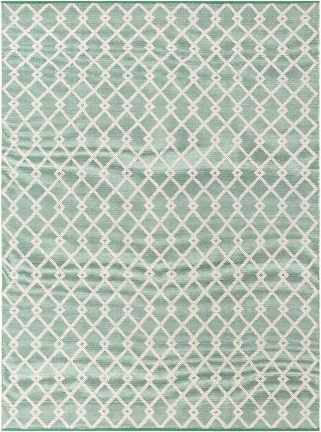 Mint Green 9' x 12' Jill Zarin Dorset Rectangle Area Rug Premium Wool & Cotton Blend All Natural Pile Carpet for Bedrooms, Offices, Living Rooms, Dorms for Sale at Rug Engine