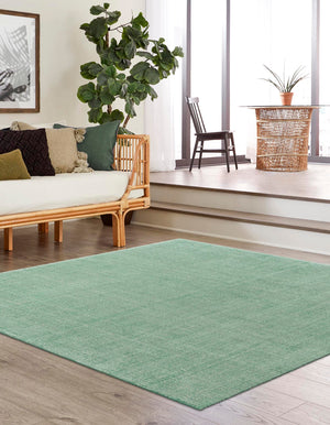 Green 7' 10 x 7' 10 Jill Zarin English Manor Square Area Rug 100% Premium Natural Wool Handwoven Carpet for Living Rooms, Office Space, Bedrooms, Dorms for Sale at Rug Engine