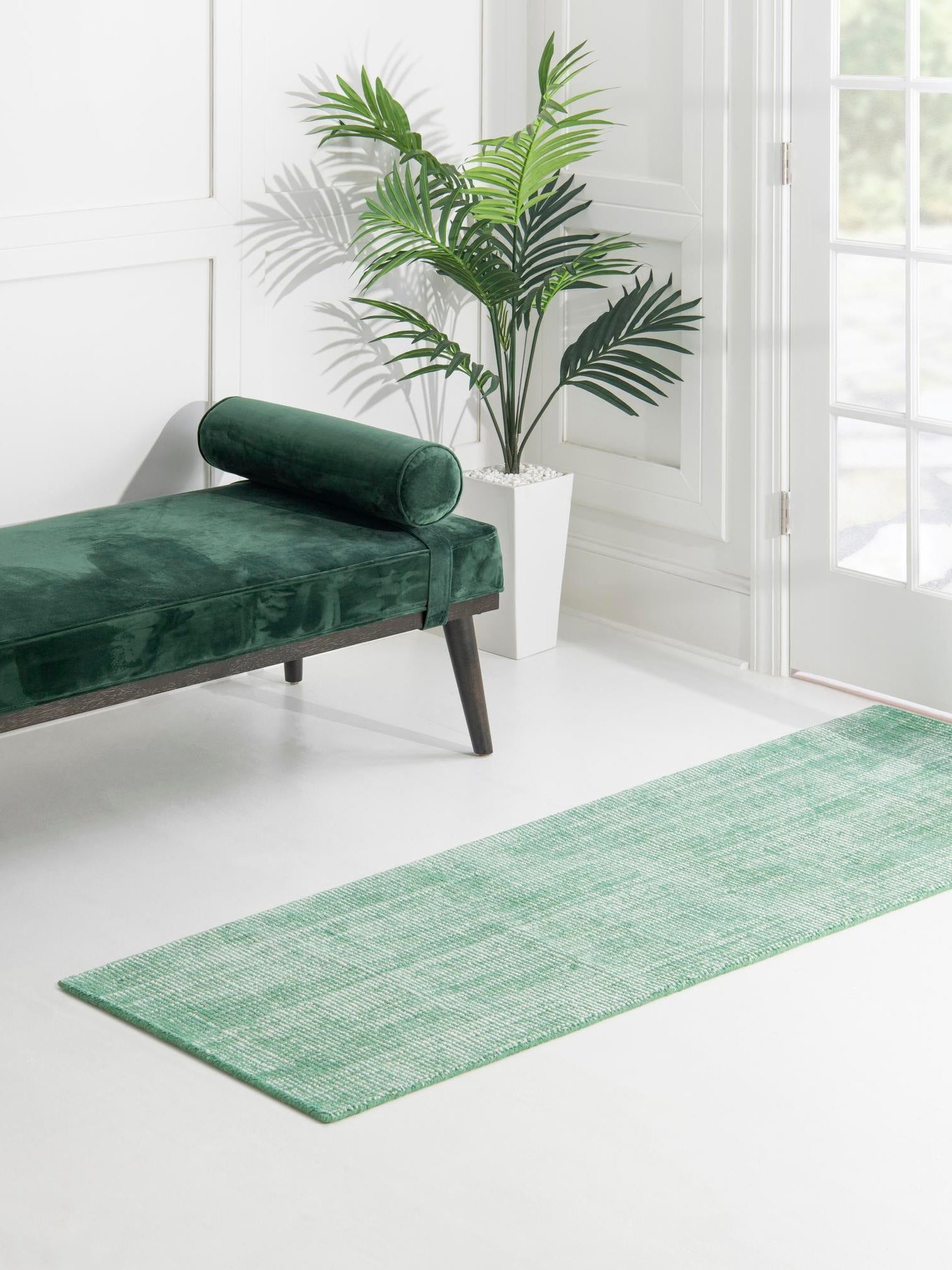 Green 2' x 5' 1 Jill Zarin English Manor Runner Area Rug 100% Premium Natural Wool Handwoven Carpet for Living Rooms, Office Space, Bedrooms, Dorms for Sale at Rug Engine