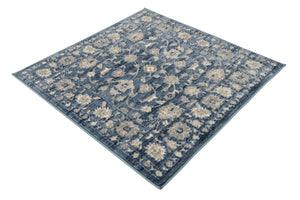 Blue 3' 3 x 3' 3 Boston Square Area Rug 55% Polypropylene & 45% Polyester Easy Clean Traditional Classical Carpet for Contemporary Living Dining Room Office Space for Sale at Rug Engine
