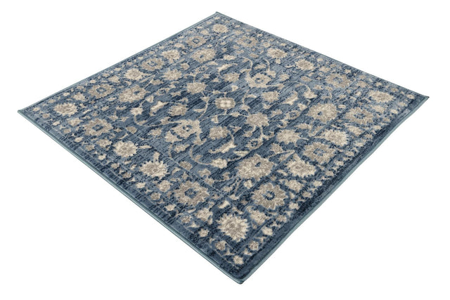 Blue 3' 3 x 3' 3 Boston Square Area Rug 55% Polypropylene & 45% Polyester Easy Clean Traditional Classical Carpet for Contemporary Living Dining Room Office Space for Sale at Rug Engine