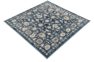 Blue 3' 3 x 3' 3 Boston Square Area Rug 55% Polypropylene & 45% Polyester Easy Clean Traditional Classical Carpet for Contemporary Living Dining Room Office Space for Sale at Rug Engine