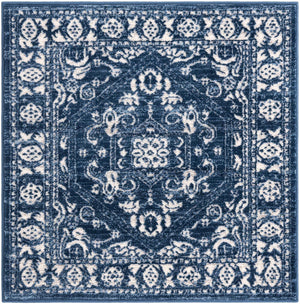 Blue 3' 3 x 3' 3 Boston Square Area Rug 55% Polypropylene & 45% Polyester Easy Clean Traditional Classical Carpet for Contemporary Living Dining Room Office Space for Sale at Rug Engine