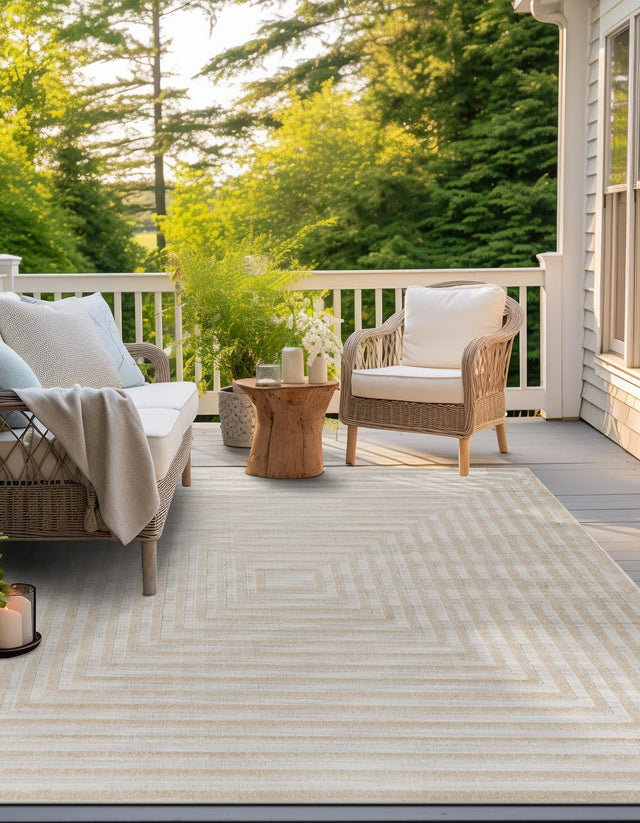 Beige 6' 1 x 6' 1 Sabrina Soto Outdoor Square Area Rug Weather Resistant for Patio, Deck, Terrace, Balcony, Porch Durable Carpet for Exterior Home Design for Sale at Rug Engine