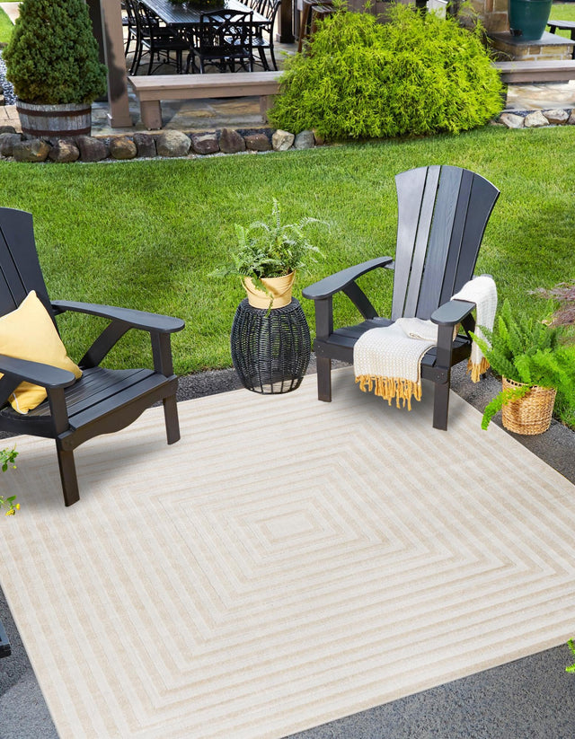 Beige 6' 1 x 6' 1 Sabrina Soto Outdoor Square Area Rug Weather Resistant for Patio, Deck, Terrace, Balcony, Porch Durable Carpet for Exterior Home Design for Sale at Rug Engine