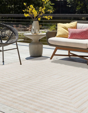 Beige 6' 1 x 6' 1 Sabrina Soto Outdoor Square Area Rug Weather Resistant for Patio, Deck, Terrace, Balcony, Porch Durable Carpet for Exterior Home Design for Sale at Rug Engine