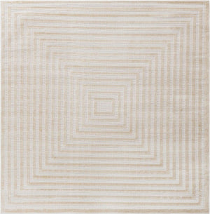 Beige 8' x 8' Sabrina Soto Outdoor Square Area Rug Weather Resistant for Patio, Deck, Terrace, Balcony, Porch Durable Carpet for Exterior Home Design for Sale at Rug Engine