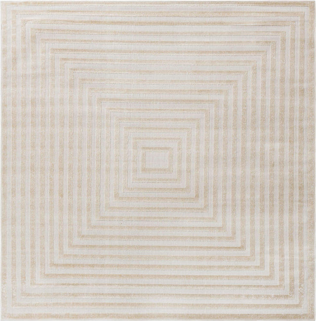 Beige 8' x 8' Sabrina Soto Outdoor Square Area Rug Weather Resistant for Patio, Deck, Terrace, Balcony, Porch Durable Carpet for Exterior Home Design for Sale at Rug Engine