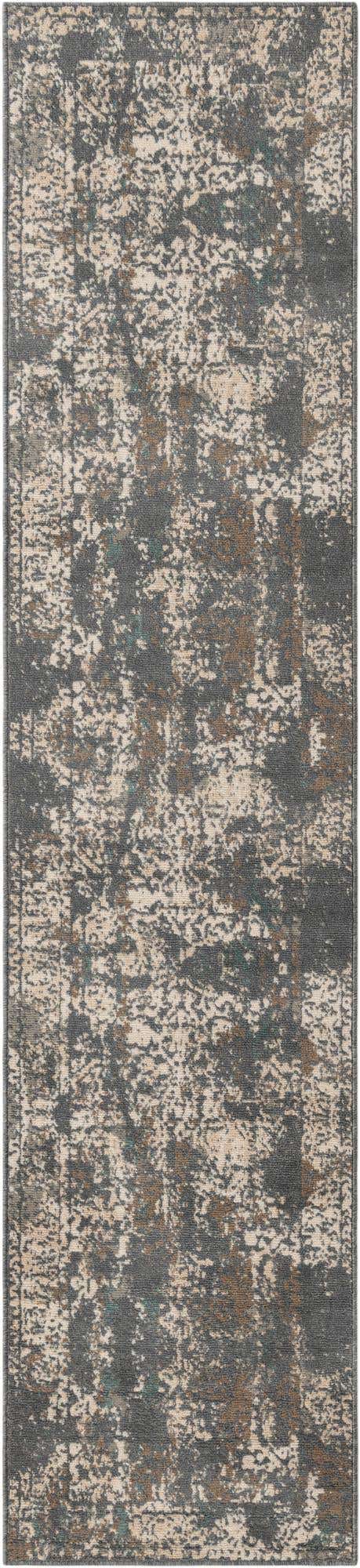 Gray 2' 7 x 12' Tuareg Runner Area Rug Vintage Inspired Distressed Look Durable Easy Clean Carpet for Unique Home Interiors for Sale at Rug Engine