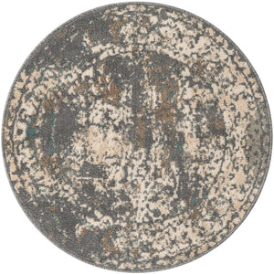 Gray 3' 3 x 3' 3 Tuareg Round Area Rug Vintage Inspired Distressed Look Durable Easy Clean Carpet for Unique Home Interiors for Sale at Rug Engine