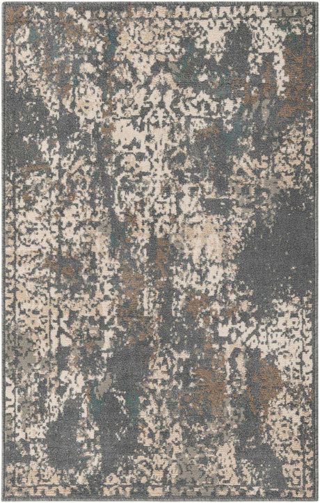 Gray 3' 3 x 5' 3 Tuareg Rectangle Area Rug Vintage Inspired Distressed Look Durable Easy Clean Carpet for Unique Home Interiors for Sale at Rug Engine