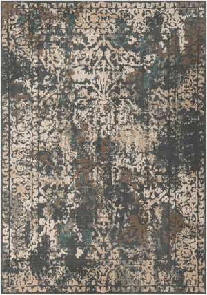 Gray 6' 1 x 9' Tuareg Rectangle Area Rug Vintage Inspired Distressed Look Durable Easy Clean Carpet for Unique Home Interiors for Sale at Rug Engine