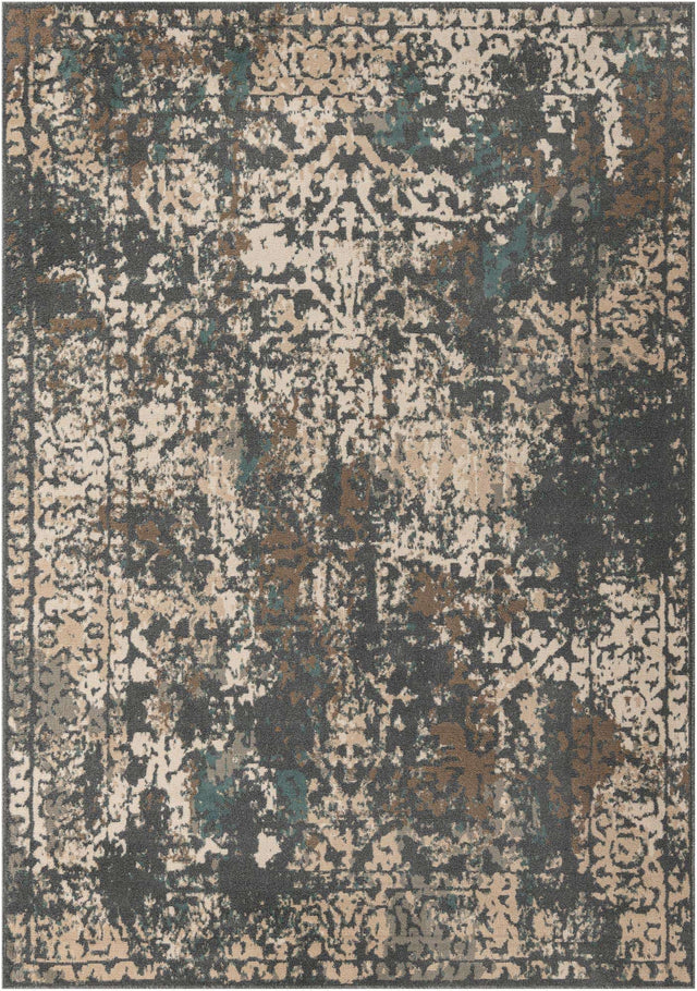 Gray 6' 1 x 9' Tuareg Rectangle Area Rug Vintage Inspired Distressed Look Durable Easy Clean Carpet for Unique Home Interiors for Sale at Rug Engine
