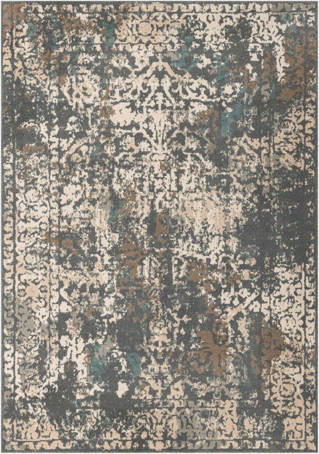 Gray 7' 1 x 10' Tuareg Rectangle Area Rug Vintage Inspired Distressed Look Durable Easy Clean Carpet for Unique Home Interiors for Sale at Rug Engine